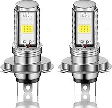 Grandview H4 LED Bulbs, 2pcs White H4 Motorcycle Front Headlight Bulbs, H4 High/Low Beam COB Motorcycle LED Headlight Bulbs (DC 9-80V)