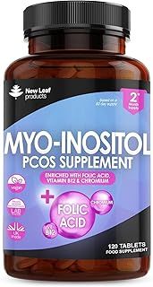 Myo-Inositol PCOS Supplement - Myo Inositol Capsules PCOS Supplement Enriched with Folic Acid, Vitamin B12 and Chromium - Hormone Balance for Women 120 Vegan Capsules UK Made New Leaf Vitamin B8