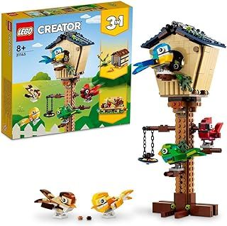 LEGO 31143 Creator 3 in 1 Birdhouse, Beehive or Hedgehog and Squirrel in the Park Build Your Choice then Take Apart and Build Something Else 8+ 476 Pieces,Red
