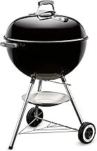 Weber Classic Kettle Charcoal Grill, Ø 57cm Grill Area, BBQ Grill with Porcelain-Enamelled Lid & Bowl, Lid Thermometer, Tripod Stand & Wheels, Chromed Grill Grate - Black (1341504)