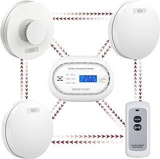 XINDUM Wireless Interlinked Smoke Alarms for Home, Heat Detector, Carbon Monoxide Detector with LCD Digital Display, Remote Controller, Fire Alarms with 10 Year Battery, Fire Detectors Bundle for Home