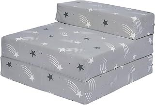 Ready Steady Bed Kids Fold Out Sofa Bed | Children Single Folding Sleepover Chair | Living Room Playroom Bedroom Toddler Furniture | Lightweight and Comfy (Shooting Stars)