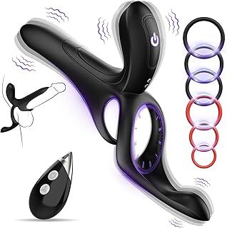 Cock Ring Sex Toys Vibrator - Adult Couples Toy for Men with 9 Vibrating Modes, Male Penis Pleasure toys4mens UK Stimulates Women Perineum G-spot & Clitoral, Remote Control Wearable Gay Vibrators