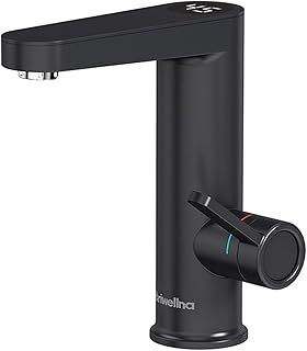 Briwellna Hot Water Tap for Bathroom Sinks, 220V Electric Instant Hot Water Heater Tap with Digital Display, Tankless Instant Heating Faucet (Black)