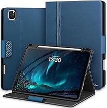 KingBlanc Case for iPad Pro 13-inch 2024 (M4) with Pencil Holder, PU Leather Smart Stand Cover, Auto Sleep/Wake, Supports Pencil Pro/Pencil (USB-C), Multi-Viewing/Drawing Angles, Blue