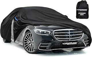 Universal Car Cover(4 Sizes) | Driver Side Zip | Waterproof All Weather | Snow/Sun proof | UV Protection Windproof Outdoor | Full Fitted | Length 487-530cm | Large Saloons & Executive Cars