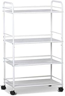 4 Tier Storage Trolley Kitchen Trolley on Wheels Narrow Bathroom Storage Unit Vegatable Rack Craft Trolley for Home/Office/Bedroom/Laundry