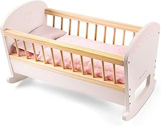 New Classic Toys Wooden Doll Bed Including Bedding - Children 36 Months and Up Boys and Girls