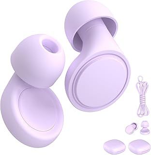 Jayine Ear Plugs for Sleep 2 Pairs, Reusable Noise Cancelling Earplugs Hearing Protection 25dB, Removable Soft Silicone Ear Plugs for Concerts, Focus, Noise Sensitivity, 16 Ear Tips in S/M/L - Purple