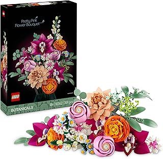 LEGO Botanicals Pretty Pink Flower Bouquet Set for Adults - Floral Home Decor Building Kit with Artificial Roses, Daisies, Cornflowers and Elderflowers - Nature Gifts for Women and Men - 10342