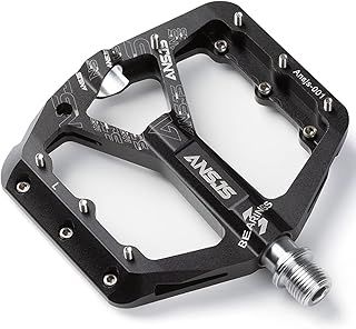 Mountain Bike Pedals,3 Bearings Bike Pedals Platform Bicycle Flat Pedals 9/16" Pedals Black MTB Pedals Metal Bike Pedals