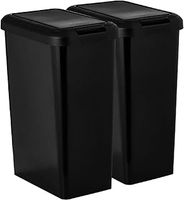 Recycling 45 Litre Set of 2 Waste Utility Plastic Bins Interlocking Clips Lift and Swing Black Bin, 2 x 45L Bins