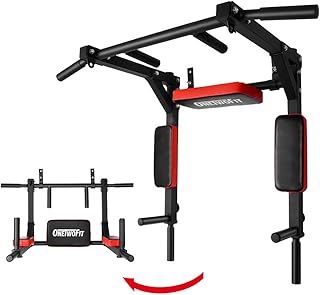ONETWOFIT Multifunctional Wall Mounted Pull Up Bar/Chin Up bar, Dip Station for Indoor Home Gym Workout, Power Tower Set Training Equipment Fitness Dip Stand Supports to 440 Lbs