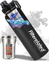Alkaline Water Bottle - Stainless Steel Portable Sports Filter Bottle, PH 9+ Water for Health, 800 ml (Black)