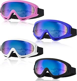 4Pcs Ski Goggles Set, Motocross Dirt Bike Motorcycle Goggles, Scratch Dustproof Riding Eyewear for Men Women Youth