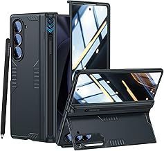 for Galaxy Fold 6 Case with Pen Holder: [Privacy Screen Protector] Business Fold6 Case with Hidden Kickstand - Support Wireless Charging Fit Well For Samsung z6 fold 5G 2024 Black