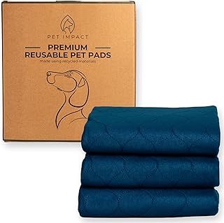 Washable Puppy Pads, Reusable Toilet Training Wee Mats, Puppy Indoor Potty Pads, Premium LARGE 3-Pad Box, 32"x24" (Midnight Blue)