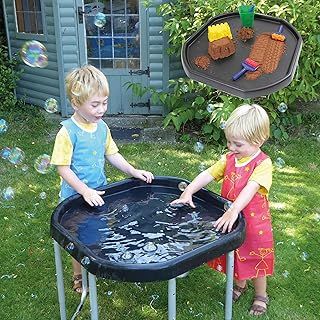 Kub® Original Tuff Tray and Stand (Black) - Tray Made in the UK - Simple Assembly - 3 Height Adjustable - Perfect for Indoor and Outdoor activity