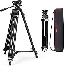 SMALLRIG AD-01 Video Tripod, 73" Heavy Duty Tripod with 360 Degree Fluid Head and Quick Release Plate for DJI DJI RS 2/ RS3/ RS3 PRO/RS 4 / RS 4 PRO, Camcorder, Cameras, Max Load 8kg - 3751B