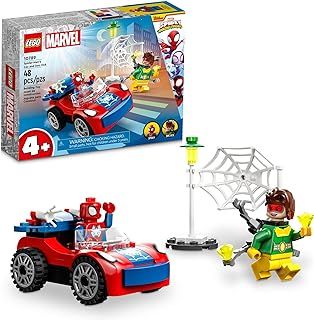 LEGO Marvel Spider-Man's Car and Doc Ock Set 10789, Spidey and His Amazing Friends Buildable Toy for Kids 4 Plus Years Old with Glow in The Dark Pieces, Blue,red