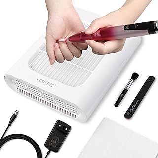 Aokitec Nail Dust Collector, Nail Dust Extractor with Replacement Filter Powerful Turbofan 120W Electric Nail Vacuum Fan for Acrylic Nails Extension Gel Nails, Low Noise Nail Drill Cleaner