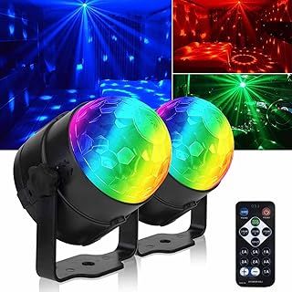 【Pack of 2】 Disco Lights, 360°Rotation Sound Activated Disco Ball Lights with 4M/13ft USB Power Cable, 3W RGB Party Lights with Remote Control for Kids Birthday Dance