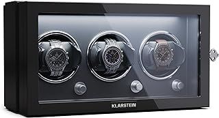 KLARSTEIN watch winder for automatic watches, automatic watch winder for 6 watches, automatic watch winder with acrylic door, automatic watch winder, blue LEDs, watch winder with 5 TPD settings