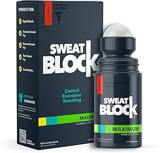 SweatBlock Antiperspirant Roll-on - Maximum Clinical Strength Antiperspirant for Women & Men perfect for Hyperhidrosis, Excessive Sweat, & Odor - Block Sweat for Days Per Use - 1.2 FL OZ