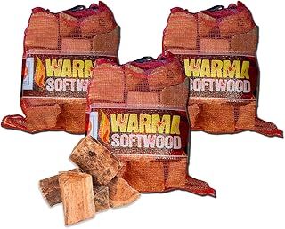 Softwood Firewood Logs 75L Kiln Dried Logs - Ready to Burn Easy to Light Density Wood - 3 x 25 Litre Nets Soft Wood for Outdoor Open Fire Pits Wood Burners Coal Stoves Log Burners