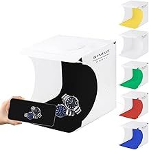 Mini Photo Studio Light box, PULUZ Portable Folding Photography Lighting Tent Kit with 5500K LED Lights 6 Color Backdrops for Small Items Products Photography 21cm