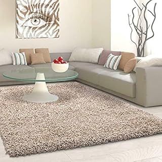 EXTRA THICK HEAVY 5CM PILE SOFT SHAGGY RUGS MODERN AREA RUGS BEDROOM HALL RUGS (Light Beige, 160 x 230)