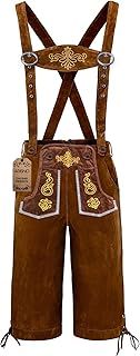 Adisno Lederhosen Men's Oktoberfest Outfit - Bavarian Embroidered Brown Costume