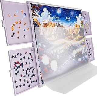 1500PCS Non-Wood Jigsaw Puzzle Board for Adults, Large Size 35 x 26 Inches Work Size Puzzle Table with Drawers and Cover Mat, Lightweight Puzzle Tray for Puzzle Storage