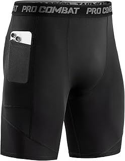 Niksa Compression Shorts Men, 1 Pack or 3 Packs Gym Running Shorts with Pockets Sports Anti Chafing Underwear Base Layer Shorts Quick-Drying Fabric Undershorts Men’s Workout Shorts