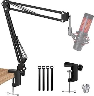 SUNMON QuadCast Mic Boom Arm, Universal Suspension Microphone Boom Arm with 3/8" to 5/8" Screw Adapter Clip, Desk Clamp Studio Boom Arm Podcast Mic Arm, for HyperX QuadCast S and Most Microphones