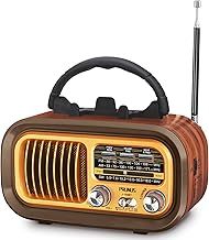 PRUNUS J-150 Portable Radio Retro, AM/FM/SW Small Radios Bluetooth, Transistor Battery Radio Powered by 1200mAh Rechargeable or D-Cell Batteries, Vintage Radios Supports USB/TF