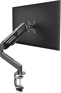 Bracwiser Single Monitor Arm, Single Monitor Desk Mount for Most 17-27 inch Screens up to 6kg with Tilt Swivel Rotation, Single Screen Stand with Clamp/Grommet Mounting Base, VESA 75/100mm (MD82)