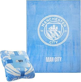 Manchester City F.C. Fleece Bed Blanket Soft Bed Throw 125 x 150cm Gifts for Him (Light Blue)