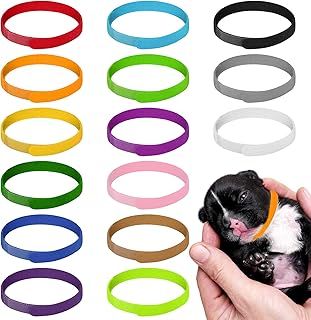 tonyg-p 15pcs Puppy ID Collars Adjustable Puppy ID Bands Whelping Collars Multi Coloured Identification Puppy Collar for Dog Kitten Whelping Newborn Pet (S,Length 23cm)