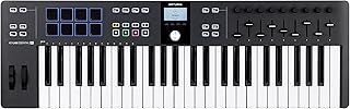 Arturia - KeyLab Essential 49 mk3- MIDI Controller Keyboard for Music Production, with All-in-One Software Package- 49 Keys, 9 Encoders, 9 Faders, 1 Modulation Wheel, 1 Pitch Bend Wheel, 8 Pads- Black