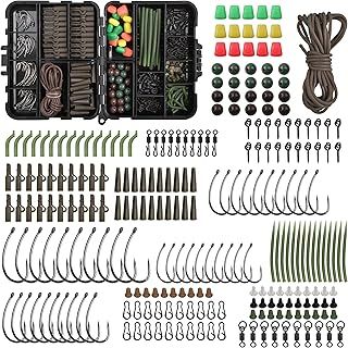 SHADDOCK 246pcs Carp Fishing Accessories Kit Including Quick Change Swivels Anti-Tangle Sleeves Hooks Beads Corns Rig Tubing for Carp Fishing Hair Rigs Tackle Box Set