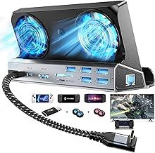 YCE Dual Cooling Fans 10-in-1 Steam Deck Docking Station with HDMI 2.0,5 USB Ports,1000Mbps,SD/TF Slot,USB-C 100W PD, 40Gbps Adapter for Steam Deck/Rog Ally/Switch/Legion Go