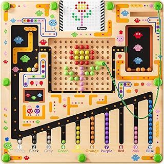 wuzhenguangyuanchu Magnetic Colour and Number Maze, Montessori Toys for 3 4 5 Year Old Kids, Color Sorting Toy for Toddlers, Preschool Learning Number Counting Maze, Fine Motor Skills Toys