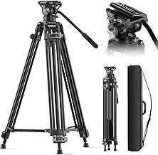 SIRUI 73" Video Tripod with Fluid Head, Camera VideoTripod with Quick Release Mechanism, Heavy Duty Aluminum Alloy Tripod for DSLR Camera Camcorder, Max Load 22lbs/10kg, AVT-11