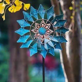 Wind Spinner Emerald 155cm (61in) Single Blade Easy Spinning Kinetic Wind Spinner for Outside – Vertical Metal Sculpture Stake Construction for Outdoor Yard Lawn & Garden