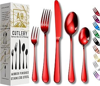 Cutlery Set in Black Colour, 20-Piece Set Service for 4, Premium Mirror Finish Tableware, Stainless Steel Flatware Serving Set, Dishwasher Safe Forks, Knives, & Spoons, Ideal for Home, Parties & Gifts