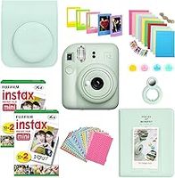 Fujifilm Instant Camera Bundle with Mini 12 Mint Green Camera, 40 Shot Film, Case, Album, Stickers, Filters and Accessories
