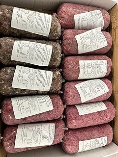 Frozen Raw Dog Food Variety Pack - 24 Rolls (500g Each, 12kg Total) - Includes Chicken, Tripe, Beef & Chicken Flavours - BARF Diet