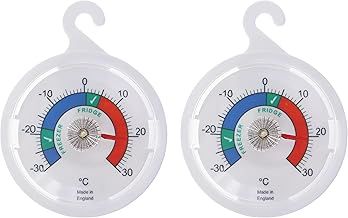 Twin Pack Fridge Thermometer Dial Refrigerator Thermometer, 65 mm Dial Fridge Freezer Thermometer With Coloured Zones