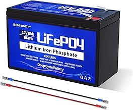 ECO-WORTHY 12V 8AH LiFePO4 Battery,4000+ Cycles Lithium Deep Cycle Battery with 8A BMS,for Solar,Fish Finder,Power Wheels,Lighting,Alarm System